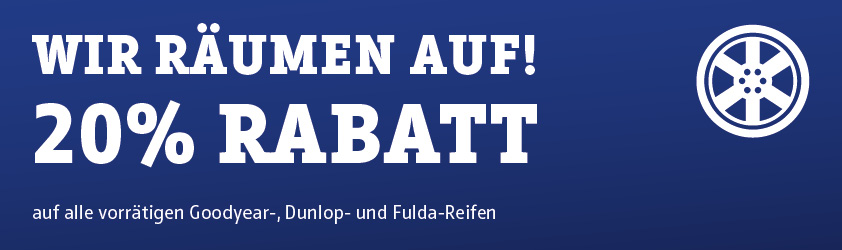 20% auf vorrätige Goodyear dunlop fulda reifen
